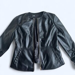 Zara Sleek Black Leather Jacket